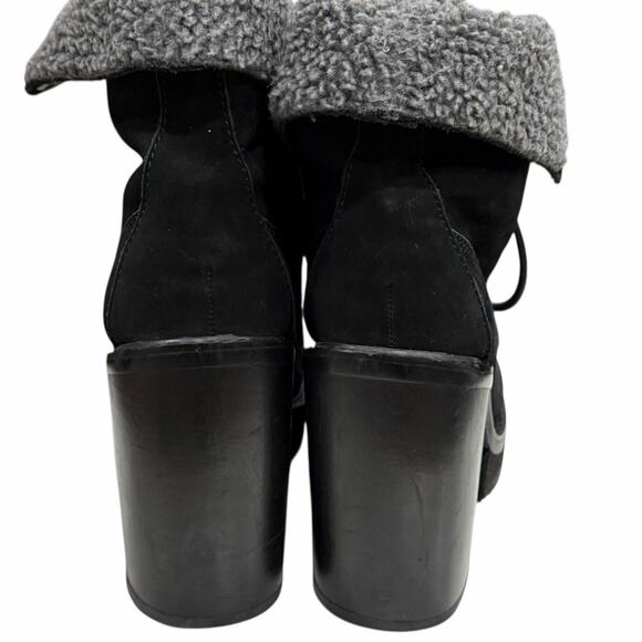 Jeffrey Campbell In Charge Combat Boot 7.5 Black Leather Lace Platform Lug Soles - Picture 9 of 15